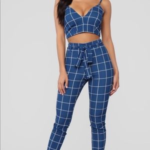 Fashion Nova patterned 2 piece set ! (Navy blue)